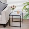 Costway Patio Side Table Outdoor 17'' Tempered Glass End Coffee Table for Porch Garden
